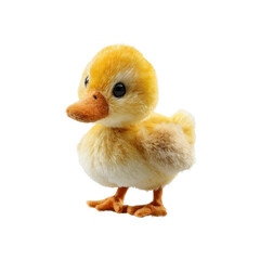 Adorable Yellow Duckling Plush Toy Isolated on Black Background