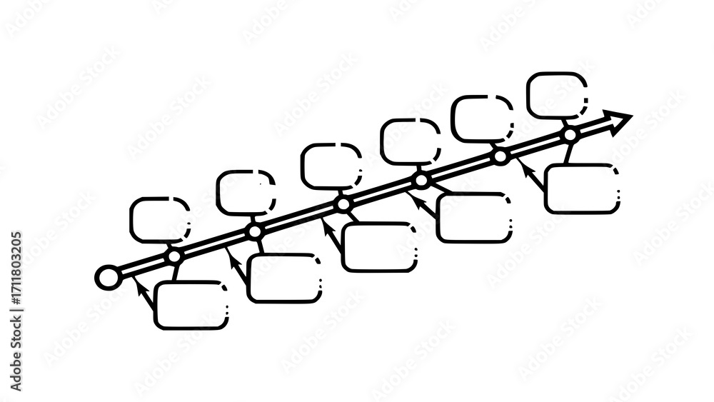 Poster simple timeline diagram with blank rectangular nodes for text and an arrow