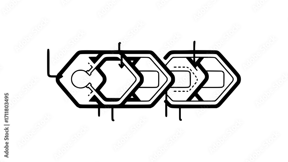 Poster abstract diagram showing interconnected hexagonal shapes