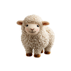 Adorable Fluffy Lamb Plush Toy on White Background