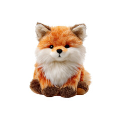 Adorable Plush Fox Toy, Sitting Position, Isolated on Black Background