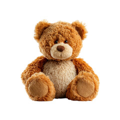 Fototapeta premium Adorable Brown Teddy Bear Sitting on White Background