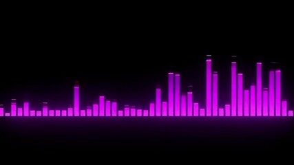 Vibrant Digital Audio Equalizer with Glowing Purple Bars on Dark Background in 4K