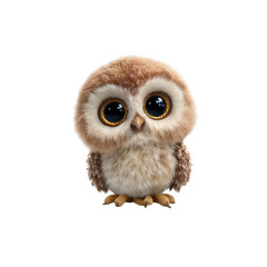 Fototapeta premium Adorable Baby Owl with Big Eyes - Cute Cartoon Bird Illustration