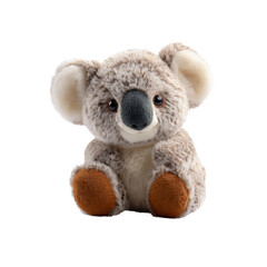 Adorable Plush Koala Toy Sitting on White Background