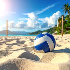 Beach volleyball on sandy shore