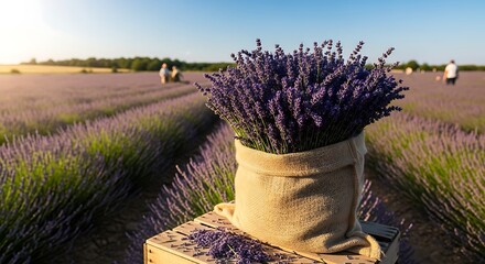 Lavender Field Harvest in France.