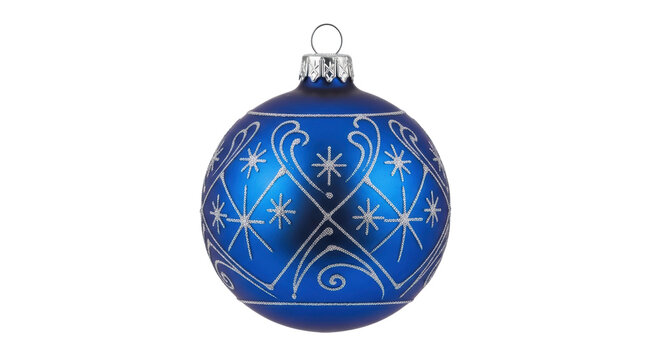 Isolated blue Christmas ornament with silver decoration for holiday season, celebrations