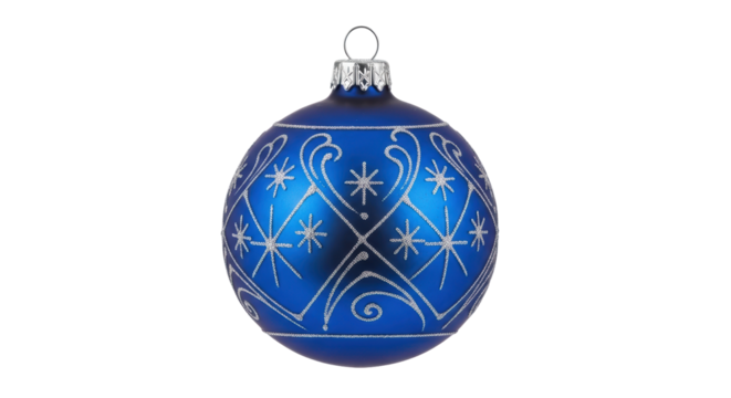 Isolated blue Christmas ornament with silver decoration for holiday season, celebrations