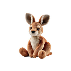 Adorable Red Kangaroo Plush Toy Sitting on Black Background