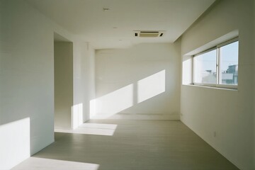 Bright and empty room with natural light coming through windows