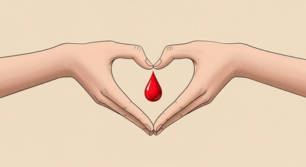 Obraz premium Hands forming heart blood drop