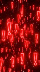 Red exclamation marks in a dark field