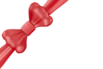 Red tied bow on white background. Isolated 3D illustration