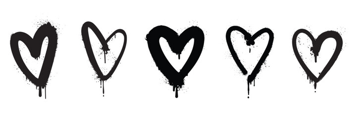 Graffiti heart doodle vector set. Hand draw element with heart in different shape. Design for decorative, icon, sticker. Elements on white background for banner, decoration, street art and ads © TWINS DESIGN STUDIO