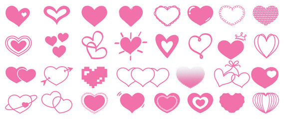 Heart doodle vector set. Hand draw element with heart in different shape. Elements on white background for banner, decoration, street art and ads.