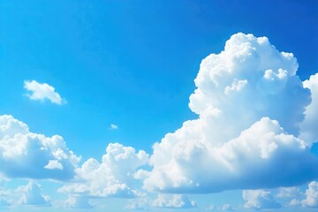 Vast, blue daytime sky, fluffy white cumulus clouds scattered across a brilliant azure expanse  Perfect for weather, nature, and travel themes ,  beautiful,  azure