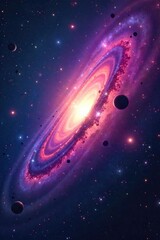 Vast cosmic expanse, swirling nebulae, distant galaxies, and celestial bodies illuminate the infinite universe A breathtaking view of space , big bang, celestial