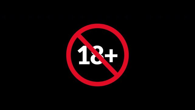 18 symbol with a red prohibition sign, perfect for indicating restricted access, age limit, or prohibited activities. 4k video