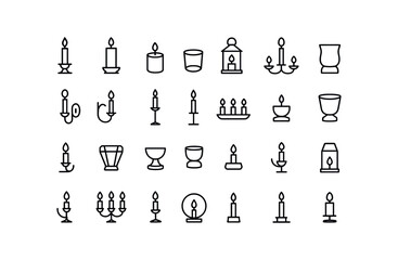 vector outline icons Candle Holders (Types) taper holder pillar holder votive holder tea holder lantern holder wall sconce table sconce floor stand spike stand tray stand glass cup crystal.
