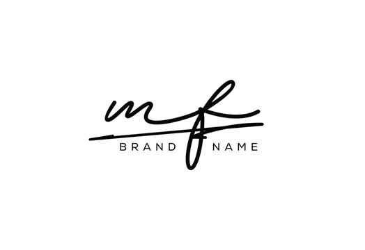 MF letter elegant cursive beauty handwriting logo.