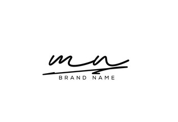 MN letter elegant cursive beauty handwriting logo.