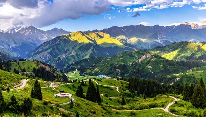 Panoramic mountain vista