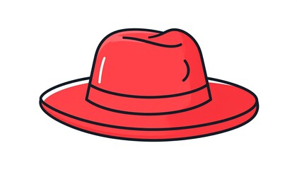 Red fedora hat illustration