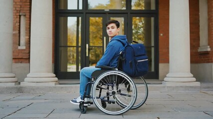 University student in a wheelchair. - Powered by Adobe