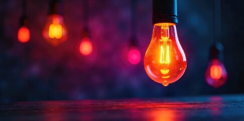Vibrant light bulbs illuminate a dark room, radiating bright ideas and innovative thinking A burst of colorful energy sparks creativity and inspiration , idea, design, mind