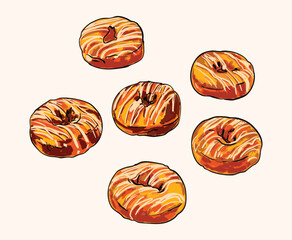 Autumn Pumpkin Glazed Donut Illustration