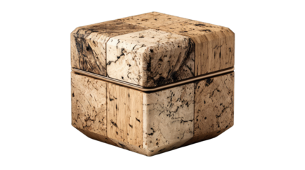 Wooden cube box with intricate, variegated grain