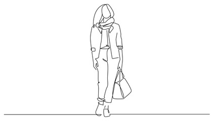 Line Art Silhouette of Elegant Woman. Female Silhouette Continuous One Line Drawing for Minimalist Design, Fashion, Social Media. Hand Drawn Vector Illustration