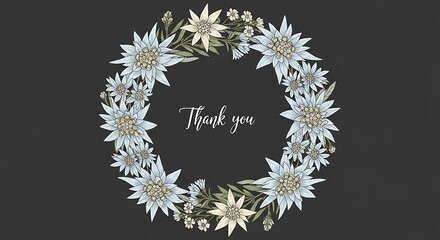 Floral Wreath Thank You Card Design.