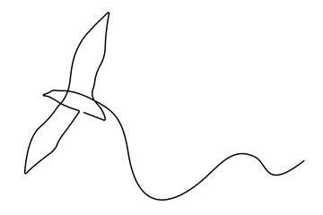 Obraz premium Bird Continuous One Line Drawing. Minimalistic Simple Linear Illustration of Silhouette of Bird Flight. Simple One Line Art for Minimalist Design.