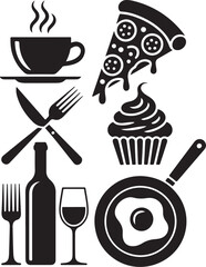 Delicious food and drink icons for culinary inspiration