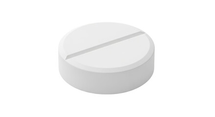 Isolated round pill with score mark tablet for pain relief or medication healthcare