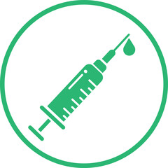 green syringe with green sign