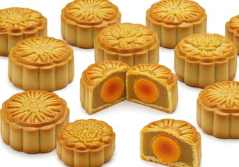 mini mooncakes with intricate floral patterns