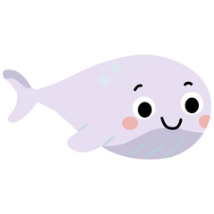 Cute Cartoon Purple Whale Illustration for Children's Decor and Educational Materials