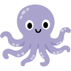 Cute Cartoon Purple Octopus for Kids' Decorations and Educational Tools