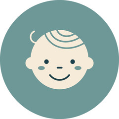 Obraz premium Cute Baby Face Icon A Simple Illustration of Infancy and Early Childhood