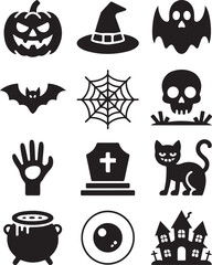 Spooky Halloween icons for festive designs