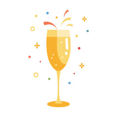Festive New Year Champagne Glass Illustration with Bubbles Confetti and Lights
New Year Champagne Vector, Holiday Toast Clipart, Celebration Drink Art
