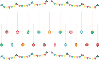 クリスマスのオーナメントのベクター素材イラストセット