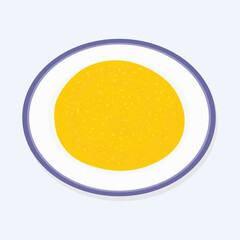 Mamaliga on a Plate. Traditional Romanian Polenta Served on a Plate. Ethnic food icon. Romania National Dish