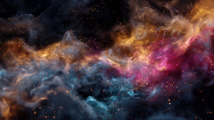 Fototapeta premium Cosmic abstract nebula, glowing colorful gas clouds in space