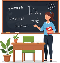 teacher in front of blackboard