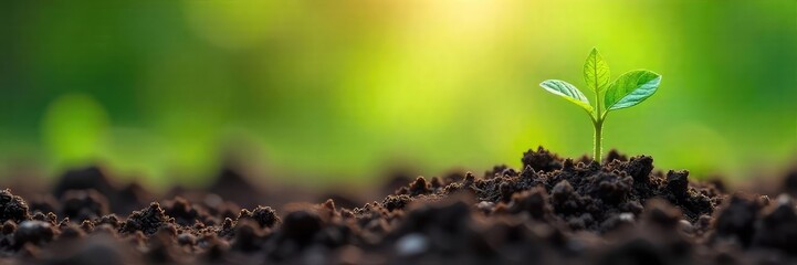A tiny sprout emerges from rich soil, symbolizing new growth and the promise of a healthy planet on Earth Day Perfect for environmental awareness campaigns and spring themes , nature, earth day
