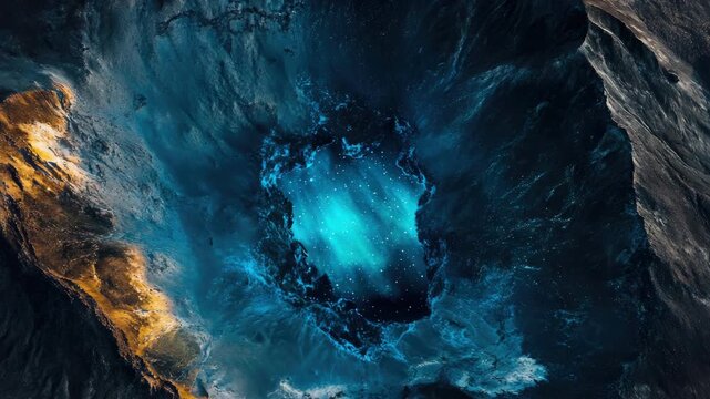 Vivid volcanic scene in a bottle.